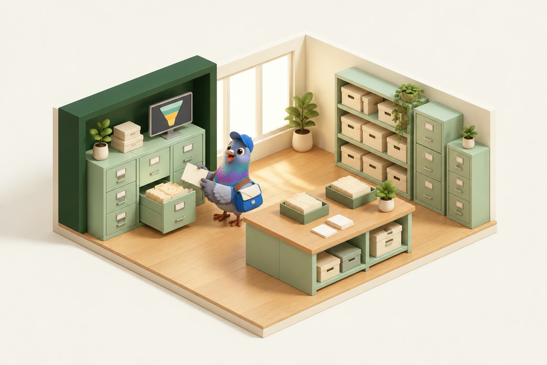 Pip in the records room